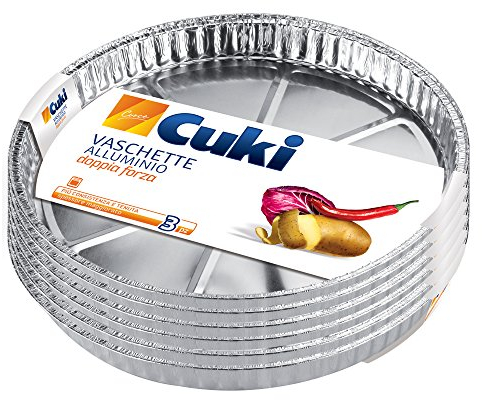 Cuki Vaschette Alluminio - Doppia Forza - per pizza - tonde [T77G] - 18 vaschette (Multipack)