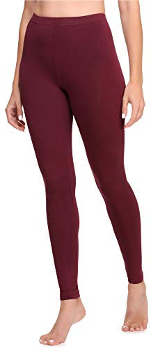 Ladeheid Leggings Damen aus Baumwolle Bequeme und Lange Leggins für Frauen für Frühling Sommer Herbst Winter Saison LA40-133 (Weinrot, S)