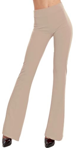 Toocool Damen-Schlaghose, Damen-Jazzpants mit tailliertem Bein, Damen-Stretchhose, Damen Flare Leggings, Bootcut Hose JL-2148 [XXL, Beige]