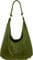 Caspar Große Damen Vintage Veloursleder Tasche Samtweiche Schultertasche aus Leder - CLASSIC LINE - Modell No.617 - Made in Italy, Farbe:olivgrün