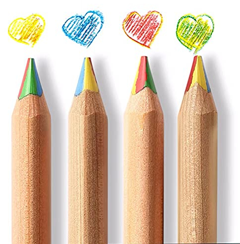 MiaLover 8 Stück 4in1 Regenbogen Buntstift Set,Regenbogenstift,Zeichnung Bleistifte Malstifte Holzstifte für Erwachsene oder Kinder Kunst Zeichnung, Färbung und Skizzieren