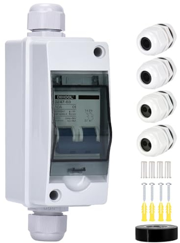 DIHOOL AC Miniature Circuit Breaker,240V 10a MCB Type C Double Pole With IP65 Waterproof box