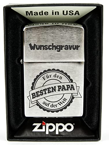 Zippo Feuerzeug mit Gravur Vatertagsgeschenk - Zippo mit Gravur/Geschenke zum Vatertag/Männer Geschenke für Ihn - Geschenkideen zum Vatertag - Bester Papa der Welt