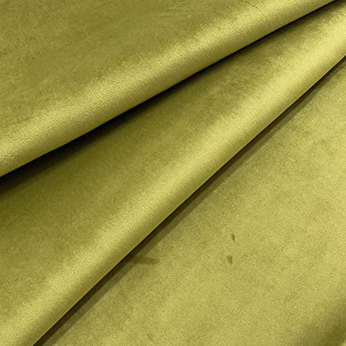 Regents Lux Soft Touch Plain Velvet Fire Retardant Plush Low Velour Cushion Sofa Upholstery Fabric Sold by The Metre - Olive Green - 1 Metre