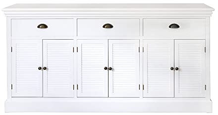 Grafelstein Sideboard Hamptons weiß Lamellen L163,5cm Anrichte Strandhaus Möbel Long Island