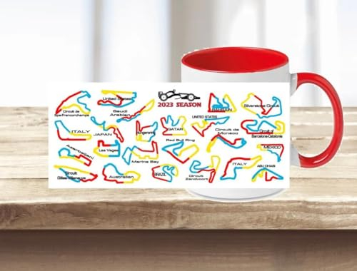 Formel 1 Tasse 2023 Mit DEIN NAME F1 Motorsport Geschenkidee (Rot)