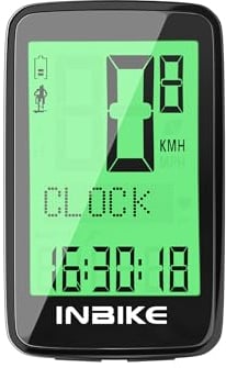 INBIKE Fahrradcomputer Kabellos Fahrradtscho Tacho Fahrrad Wiederaufladbar GPS Tachometer Drahtlos Bluetooth E Bike Moutainbike MTB Radfahren Grün