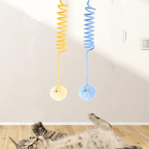 2 Packs Door Hanging Cat Toys, Hanging Cat Toys for Indoor Cats with Bell, Interactive Cat huntingToys for Kitten Indoor Door Frame Play Chase Practice