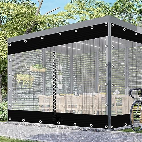 KGUDYS Tenda da Esterno in Vinile, Pannelli Laterali Impermeabili in PVC, Tende Divisorie Resistenti alle Intemperie, Teloni Trasparenti E Neri, per Gazebo, Porticati, Garage,LxW-1x2m/3.3x6.6ft