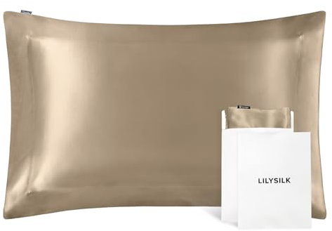 LILYSILK 19 Momme Seidenkissenbezug im Oxford-Stil 100% Maulbeerseide 6A Grade Reine Seidenkissenbezüge für Haare und Haut Umschlagverschluss Kissenbezug 40x40cm, Taupe