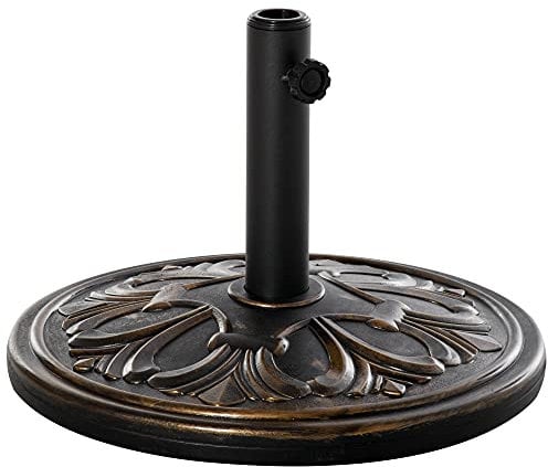 Outsunny 13kg Garden Parasol Base, Round HDPE Concrete Patio Umbrella Stand for 35mm / 38mm / 48mm Pole, Outdoor Sun Shade Parasol Weight Holder, Bronze Tone