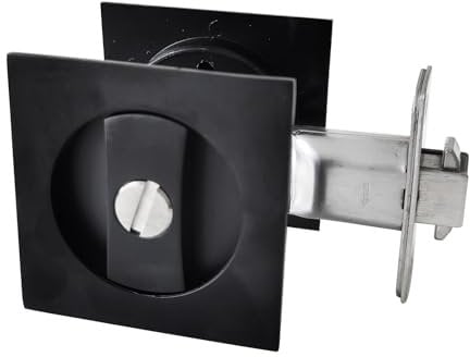 betensh Serratura per Porta Scorrevole Quadrata Maniglie per porte tascabili Tasca per porta serratura per porta scorrevole Set maniglia per porta invisibile 66 mm Nero