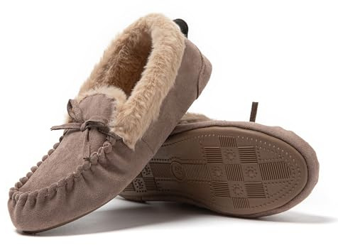 JOMIX Mokassins Hausschuhe Damen Winter Pantoletten Gefütterte Geschlossene Pantoffeln Warme Plüsch Slippers Hlabschue mit Fußbett