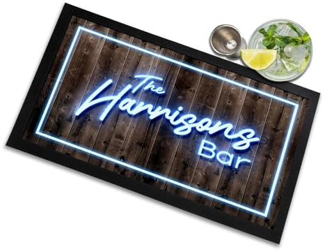 Artylicious Tapis de bar personnalisé - Écriture néon décorative pour la maison ou le bar - Bleu