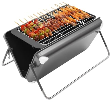 Réchaud de camping portable 2 en 1 au charbon de bois/gaz - Barbecue de camping portable au charbon de bois - Barbecue pliable - Barbecue à charbon de bois - Barbecue de table