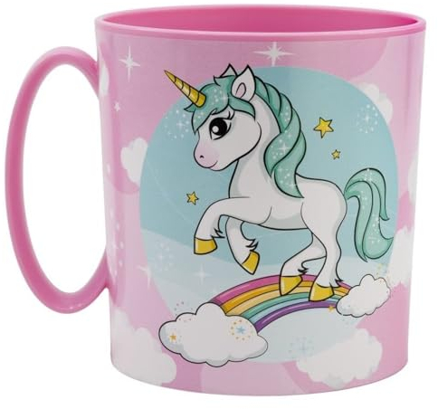ALMACENESADAN, 5074, Taza apta para microondas, capacidad 350ml, producto reutilizable; (unicornios)