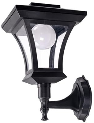 Solar Wand-Gartenlaterne mit LED Beleuchtung im Straßenlaternen-Design - Retro-Look | einfache Wandmotage | mit Lichtsensor | ohne lästiges Kabel | einfache Montage | warm-weiße LEDs
