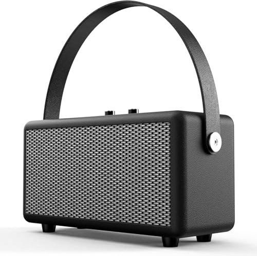 Portable Bluetooth Vintage Speaker, Wireless Stereo Speakers With Rich Bass Handheld Leather Speaker, Rotation Control Loudspeaker, For Home Travel Party Outdoors