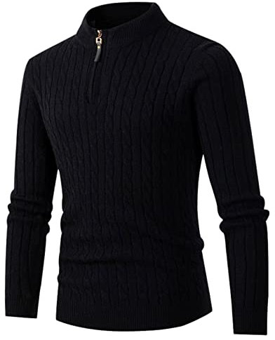 Maglione da uomo Cappotto Top 2024 Inverno Cappotto Caldo Uomo Moda Tempo Libero In Lana Solida Maglia Versatile Stand Collare Manica Lunga Cardigan Maglione Cappotto Spolverino, Nero , XXX-Large