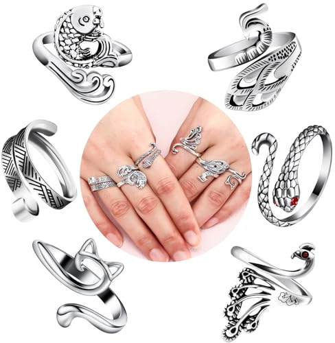 DTOFOOT 6 Pcs Adjustable Crochet Rings, Yarn Guide for Knitting & Crocheting - Grandma Mother Gifts
