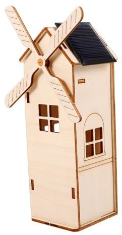 Alipis 1 Molino De Viento De Madera con EnergíA Solar, Rompecabezas 3D, Graffiti Sin Terminar Adecuado para Manualidades Infantiles (No Incluidas)