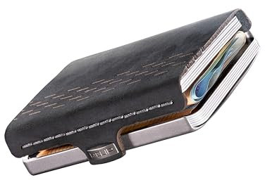 I-CLIP MAX Edelstahl Satiniert Race - Kartenetui – Slim Wallet mit Platz für 16 Karten- Geldscheinklammer für bis zu 30 Geldscheine - 2 Münzfächer - leichtes und Flexibles Portemonnaie
