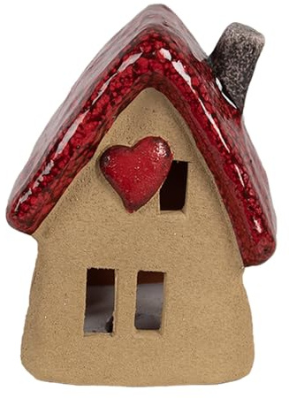 Clayre & Eef Dekorationsfigur Haus 10x8x13 cm Braun Rot Keramik