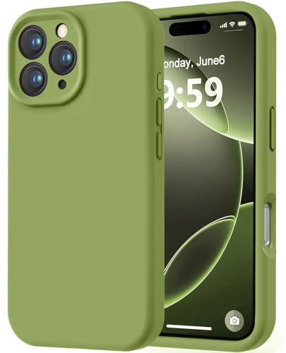 LOVE 3000 Designed for iPhone 16 Pro Case, Premium Silicone with [Soft Anti-Scratch Microfiber Lining] Shockproof Protective Phone Case for Lanyard 6.3, Cedar Green