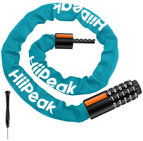 HiiPeak Fahrradschloss Hohe Sicherheit mit 5 stellige, Fahrradschloss Zahlenschloss 94cm/7mm, Schweres Zahlenschloss Fahrrad, Fahrradschlösser Diebstahlschutz Kettenschloss (Blau)