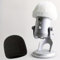 VIZEMO 2 PCS Microphone Foam Microphone Windscreen with Furry Windscreen Muff - Mic Wind Cover Pop Filter for Blue Yeti, Blue Yeti Pro USB Microphone (2 Pack) (Fuzzy-White+ Black Foam)