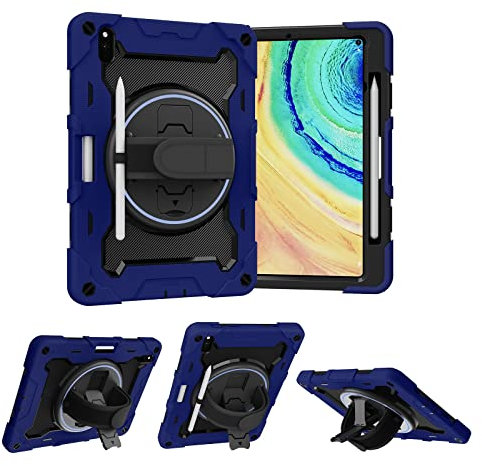 Custodie per tablet Custodia Compatible with bambini Compatible with Huawei Matepad Pro 10.8 (versione 2021/2019), staffa elastica multi-angolo + cinturino girevole regolabile a 360° Guscio tre in uno