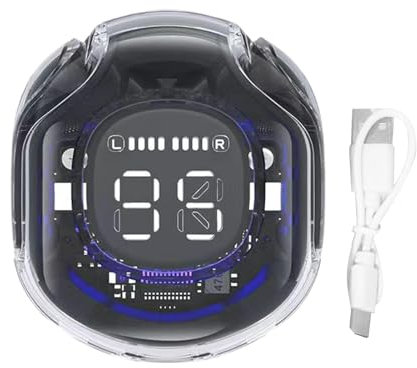 Auricolari senza fili con cancellazione del rumore – Auricolari sportivi senza fili trasparenti | 5.4 auricolari senza fili resistenti al sudore, auricolari con riduzione attiva del rumore, display