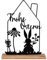 UNUS Aufsteller Silhouette Haus mit Hasen Frohe Ostern schwarz