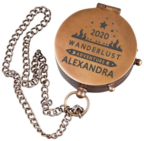 polar-effekt Metall Kompass mit personalisierter Gravur - Individuelle Geschenk-Idee für Sie & Ihn - Taschenkompass tragbar für Camping, Segeln & Jagd - Farbe Bronze