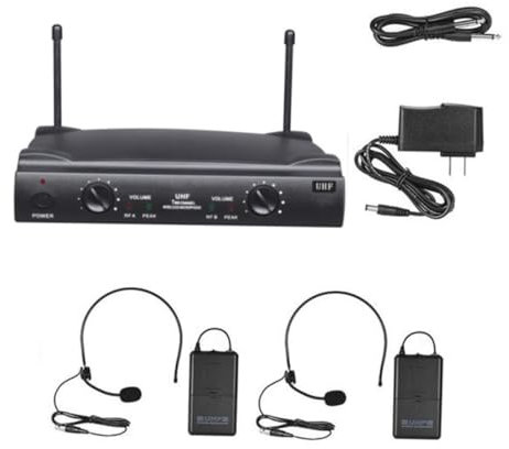 VICASKY Drahtloses Uhf-dual-kanalmikrofonsystem Bodypack-Sender Headset-mikrofone Empfänger Frequenz Spitzenanzeigen XLR Und Audio-Ausgang Reichweite Eu-stecker