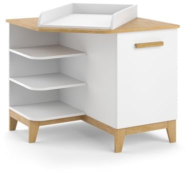 VitaliSpa Wickelkommode Malia, Wickelaufsatz für die Kommode, Weiß/Eiche, 85 x 85.2 cm mit Tür