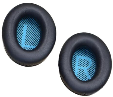 Ersatz Ohrpolster for Bose QC35 QC35 Ii, Professionelle Ersatz-Ohrpolster Around-Ear Kopfhörer Ohrpolster Kompatibel Mit Bose Quiet Komfort 15 QC15 QC25 QC35 Ae2 Ae2i Ae2w Kopfhörer 1Paar Schwarz/Blau