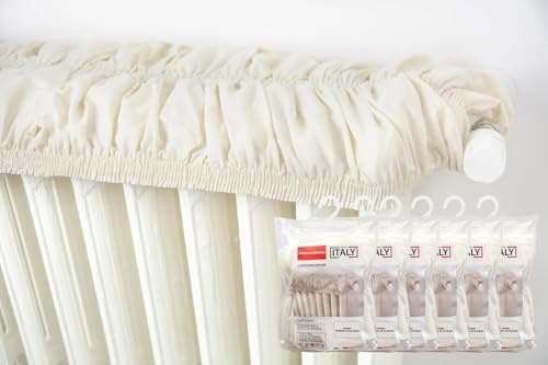 Lot de 6 housses de radiateur élastiques en beige extensibles de 40 à 80 cm Écru couvre-radiateur en tissu, couvre-radiateur en tissu, couvre-radiateur en tissu, tissu en coton, 100 % fabriqué en