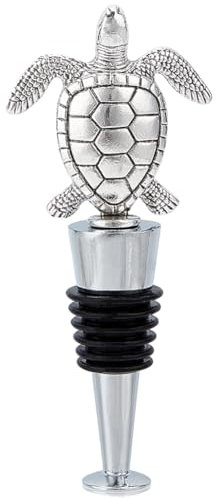 GORGECRAFT Turtle Wine Stopper Silver Metal Silicone Reusable Sea Ocean Champagne Winebottle Champagne Bottle Toppers Pump Decor Wine Saver for Holiday Housewarming Christmas Halloween Wedding Party