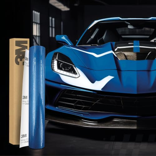 3M 2080 Car Wrapping Folie 30x152cm Selbstklebende Autofolie für Auto Motorrad Boot 3D Lackschutzfolie mit Luftkanälen zum Folieren (G227 Gloss Blue Metallic)