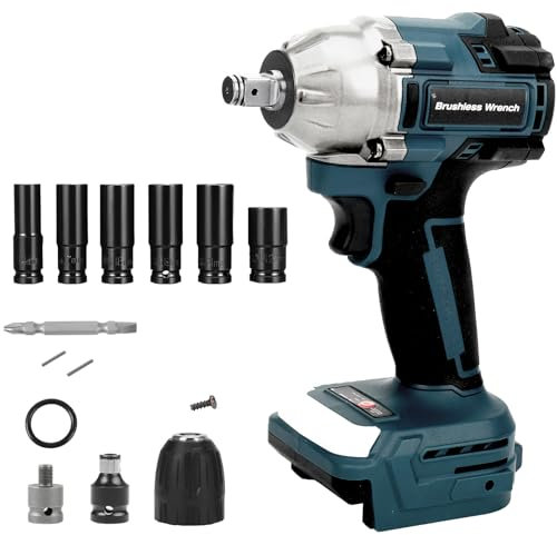 panthem Atornillador de impacto inalámbrico compatible con Bosch GBA 18 V, 550 Nm, llave sin escobillas con adaptador de llave de vaso (sin batería)