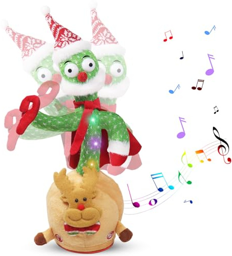 Booaee Weihnachten Tanzender Sprechender Kaktus,Sprechende und Wiederholt Singender Plüschtier Spielzeug Interaktives Elektronische Plüschpuppengeschenke Stofftiere Spielzeug Geburtstags Weihnachten
