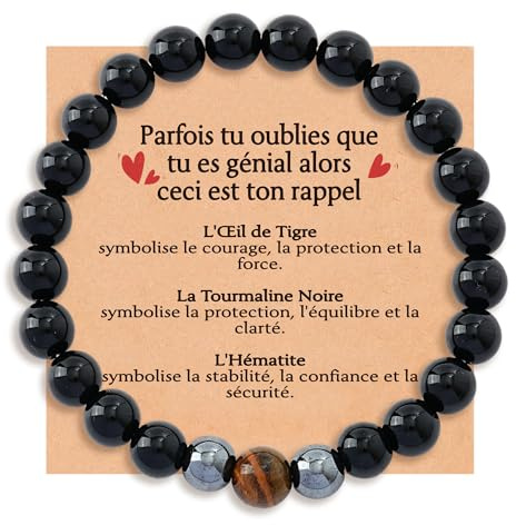 Merclix Bracelet Pierre Naturelle Homme Idee Cadeau Homme Original Utile Cadeau Papa Papy Collegue Frere Copain Mari Ado Garcon Fils Anniversaire Noel Retraite Fete Des Peres Bracelet Oeil De Tigre