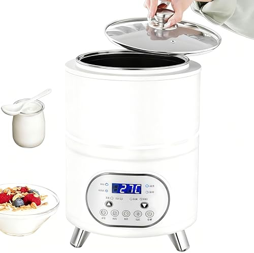 Yaourtière Électrique et Yaourtière Fromagère avec Affichage LCD, Gamme Thermique 25-80°C, Parfaite pour Préparer Yaourts Naturels et Desserts Maison Sains White-12L