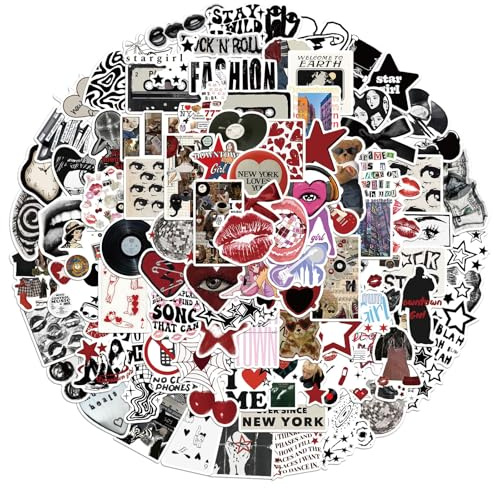 LEBKFT 100 Pcs Y2K Graffiti Stickers Pack, Aesthetic Vintage Vinyl Decals for Water Bottle Skateboard Laptop DIY Crafts Decorations Cool Waterproof Stickers for Teens Adults (Y2K)
