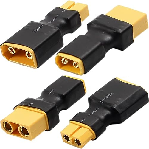 HAAMNING7 XT90 Stecker auf XT60 Buchse Konverter Adapter für LiPo Akku Modellbau Electric Quad/ESC, RC-Netzteil Anschluss Klinken Adapter, 4 Stück
