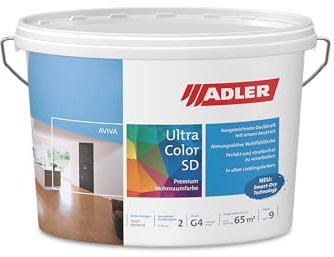 ADLER Aviva Ultra-Color SD, 3l, RAL3000 Feuerrot, Innenfarbe, hoher Deckkraft, scheuerbeständig, Wandfarbe, wasserbasiert, atmungsaktiv