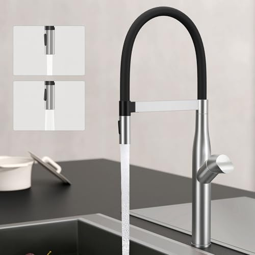 Mai & Mai Küchenarmatur mit Magnetbrause, Gebürstet Silber | Spültischarmatur aus Edelstahl, 360° Schwenkbar Küchenwasserhahn, Mischbatterie mit Einhebelmischer, 572mm Turnix-01