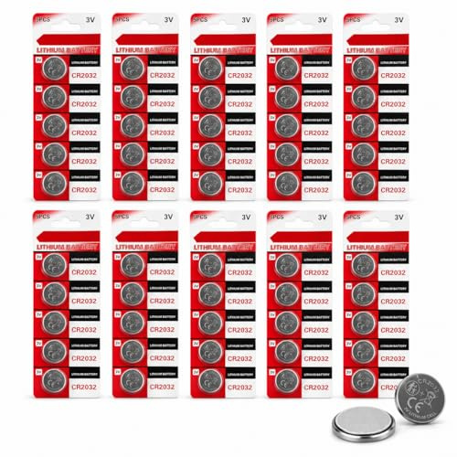 50 PCS CR2032 Lithium Coin Cell Battery Ultra High Capacity Powerful 3V Output, Use for Remote, Car Fob, Car Key, Motherboard, Calculators, Toys, Watches and More (2032, DL2032, BR2032, KL2032)