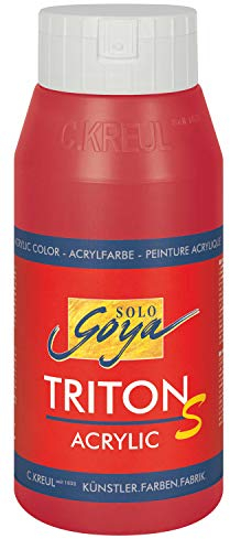 KREUL 17305 - Solo Goya Triton S Acrylfarbe karmin, 750 ml Flasche, schnell trocknend mit Glanzeffekt, Farbe auf Wasserbasis, in Studioqualität, vielseitig einsetzbar, gut deckend und ergiebig